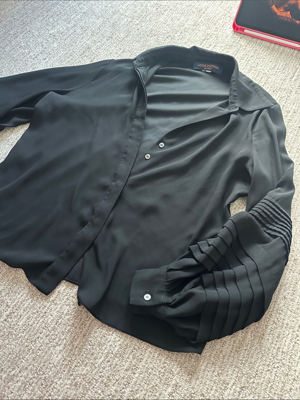 Louis Vuitton Black Pleated-Cuff Shirt